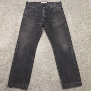 Levis Jeans Mens 36x31 (Tag 36x34) Black Faded 505 Regular Straight Denim Pants